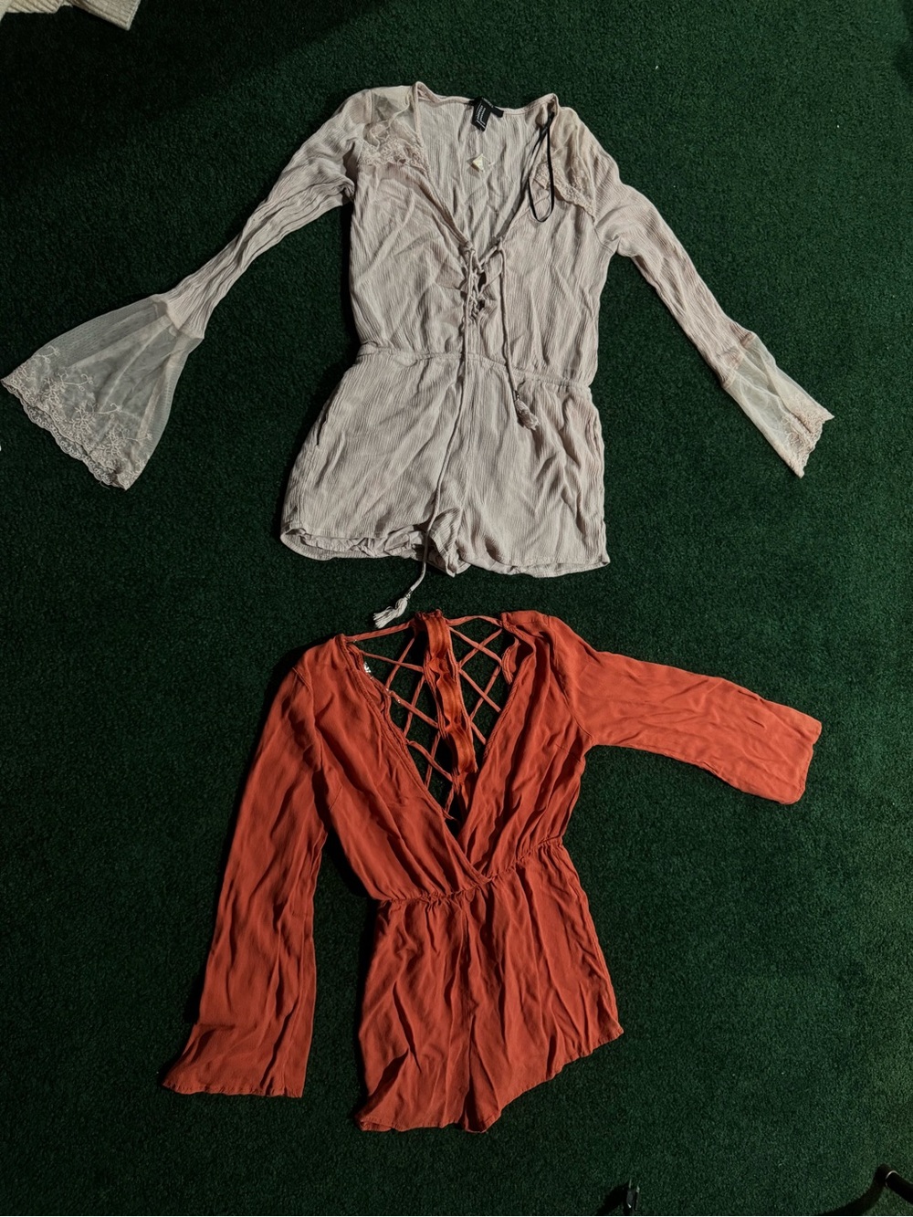 Forever 21 Rust Orange Crisscross V-Neck Romper